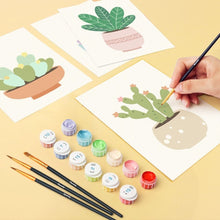 Cargar imagen en el visor de la galería, Mini Pintar por números 15x20cm (6 piezas) - Colección de Cactus Tiernos 2