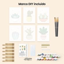 Cargar imagen en el visor de la galería, Mini Pintar por números 15x20cm (6 piezas) - Colección de Cactus Tiernos 2