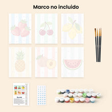 Cargar imagen en el visor de la galería, Mini Pintar por números 15x20cm (6 piezas) - Set de Frutas Soleadas