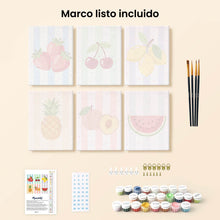 Cargar imagen en el visor de la galería, Mini Pintar por números 15x20cm (6 piezas) - Set de Frutas Soleadas