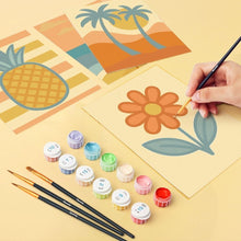 Cargar imagen en el visor de la galería, Mini Pintar por números 15x20cm (6 piezas) - Vibras Retro de Verano
