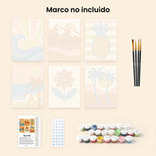 Cargar imagen en el visor de la galería, Mini Pintar por números 15x20cm (6 piezas) - Vibras Retro de Verano