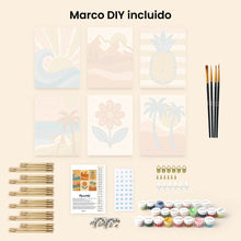 Cargar imagen en el visor de la galería, Mini Pintar por números 15x20cm (6 piezas) - Vibras Retro de Verano
