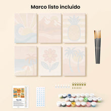 Cargar imagen en el visor de la galería, Mini Pintar por números 15x20cm (6 piezas) - Vibras Retro de Verano