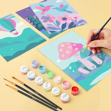 Cargar imagen en el visor de la galería, Mini Pintar por números 15x20cm (6 piezas) - Pequeños Paisajes de Sueño