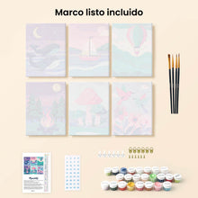 Cargar imagen en el visor de la galería, Mini Pintar por números 15x20cm (6 piezas) - Pequeños Paisajes de Sueño