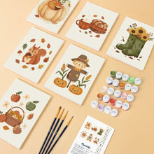 Cargar imagen en el visor de la galería, Mini Pintar por números 15x20cm (6 piezas) - Cosecha de Otoño