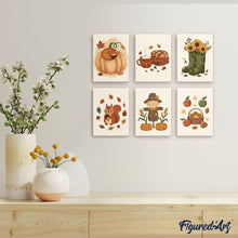 Cargar imagen en el visor de la galería, Mini Pintar por números 15x20cm (6 piezas) - Cosecha de Otoño