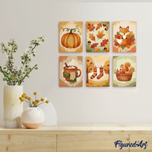 Cargar imagen en el visor de la galería, Mini Pintar por números 15x20cm (6 piezas) - Otoño en el Bosque