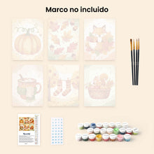 Cargar imagen en el visor de la galería, Mini Pintar por números 15x20cm (6 piezas) - Otoño en el Bosque
