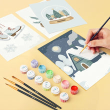 Cargar imagen en el visor de la galería, Mini Pintar por números 15x20cm (6 piezas) - Hygge de Invierno