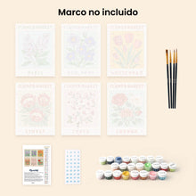 Cargar imagen en el visor de la galería, Mini Pintar por números 15x20cm (6 piezas) - Mercado de Flores 1