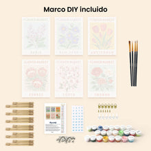 Cargar imagen en el visor de la galería, Mini Pintar por números 15x20cm (6 piezas) - Mercado de Flores 1