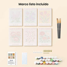 Cargar imagen en el visor de la galería, Mini Pintar por números 15x20cm (6 piezas) - Mercado de Flores 1
