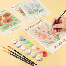 Cargar imagen en el visor de la galería, Mini Pintar por números 15x20cm (6 piezas) - Mercado de Flores 2