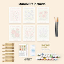 Cargar imagen en el visor de la galería, Mini Pintar por números 15x20cm (6 piezas) - Mercado de Flores 2