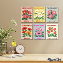 Cargar imagen en el visor de la galería, Mini Pintar por números 15x20cm (6 piezas) - Mercado de Flores 3