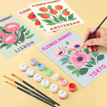 Cargar imagen en el visor de la galería, Mini Pintar por números 15x20cm (6 piezas) - Mercado de Flores 3