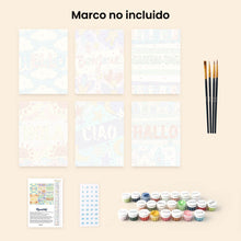 Cargar imagen en el visor de la galería, Mini Pintar por números 15x20cm (6 piezas) - Hola Mundo 1