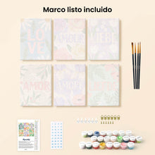 Cargar imagen en el visor de la galería, Mini Pintar por números 15x20cm (6 piezas) - Amor Floral 1