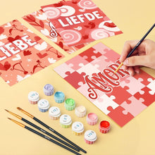 Cargar imagen en el visor de la galería, Mini Pintar por números 15x20cm (6 piezas) - Corazones Dulces