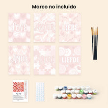 Cargar imagen en el visor de la galería, Mini Pintar por números 15x20cm (6 piezas) - Corazones Dulces