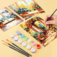 Cargar imagen en el visor de la galería, Mini Pintar por números 15x20cm (6 piezas) - Puertas Florecidas