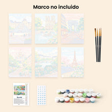 Cargar imagen en el visor de la galería, Mini Pintar por números 15x20cm (6 piezas) - Sueños Parisinos