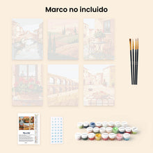 Cargar imagen en el visor de la galería, Mini Pintar por números 15x20cm (6 piezas) - Campo Italiano