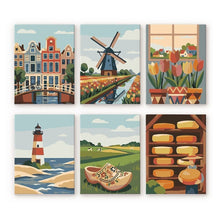 Cargar imagen en el visor de la galería, Mini Pintar por números 15x20cm (6 piezas) - Holanda en Flor Figured'Art