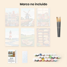Cargar imagen en el visor de la galería, Mini Pintar por números 15x20cm (6 piezas) - Holanda en Flor