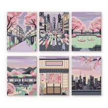 Cargar imagen en el visor de la galería, Mini Pintar por números 15x20cm (6 piezas) - Primavera en Tokio Figured'Art