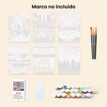 Cargar imagen en el visor de la galería, Mini Pintar por números 15x20cm (6 piezas) - Primavera en Tokio