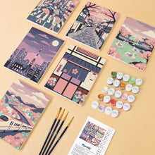 Cargar imagen en el visor de la galería, Mini Pintar por números 15x20cm (6 piezas) - Tokio en Flor