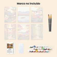 Cargar imagen en el visor de la galería, Mini Pintar por números 15x20cm (6 piezas) - Japón Sereno