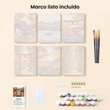 Cargar imagen en el visor de la galería, Mini Pintar por números 15x20cm (6 piezas) - Japón Sereno