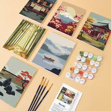 Cargar imagen en el visor de la galería, Mini Pintar por números 15x20cm (6 piezas) - Paisajes Zen