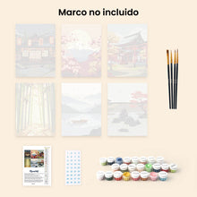 Cargar imagen en el visor de la galería, Mini Pintar por números 15x20cm (6 piezas) - Paisajes Zen