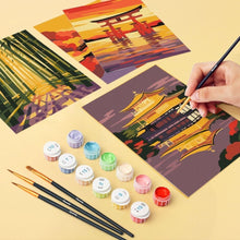 Cargar imagen en el visor de la galería, Mini Pintar por números 15x20cm (6 piezas) - Atardecer en Japón