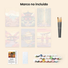 Cargar imagen en el visor de la galería, Mini Pintar por números 15x20cm (6 piezas) - Atardecer en Japón