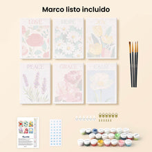 Cargar imagen en el visor de la galería, Mini Pintar por números 15x20cm (6 piezas) - Emociones en Flor 1