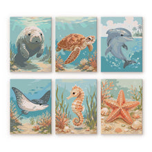 Cargar imagen en el visor de la galería, Mini Pintar por números 15x20cm (6 piezas) - Tesoros del Océano Figured'Art