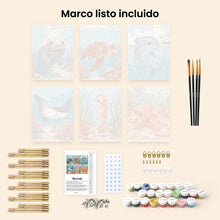 Cargar imagen en el visor de la galería, Mini Pintar por números 15x20cm (6 piezas) - Tesoros del Océano