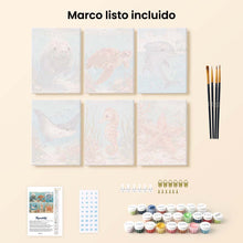 Cargar imagen en el visor de la galería, Mini Pintar por números 15x20cm (6 piezas) - Tesoros del Océano