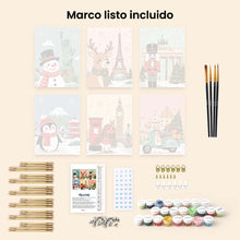 Cargar imagen en el visor de la galería, Mini Pintar por números 15x20cm (6 piezas) - Destinos de Vacaciones