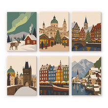 Cargar imagen en el visor de la galería, Mini Pintar por números 15x20cm (6 piezas) - Colección de Pueblos de Invierno Figured'Art