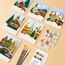 Cargar imagen en el visor de la galería, Mini Pintar por números 15x20cm (6 piezas) - Navidad en Europa
