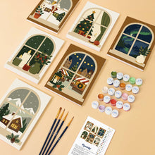 Cargar imagen en el visor de la galería, Mini Pintar por números 15x20cm (6 piezas) - Ventanas de Navidad