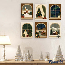 Cargar imagen en el visor de la galería, Mini Pintar por números 15x20cm (6 piezas) - Ventanas de Navidad