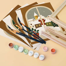 Cargar imagen en el visor de la galería, Mini Pintar por números 15x20cm (6 piezas) - Ventanas de Navidad